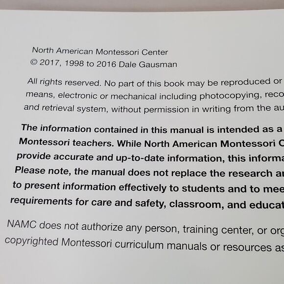 NAMC N American Montessori Sensorial Early Childhood Curriculum 3-6 (BOOK ONLY) - Picture 3 of 8